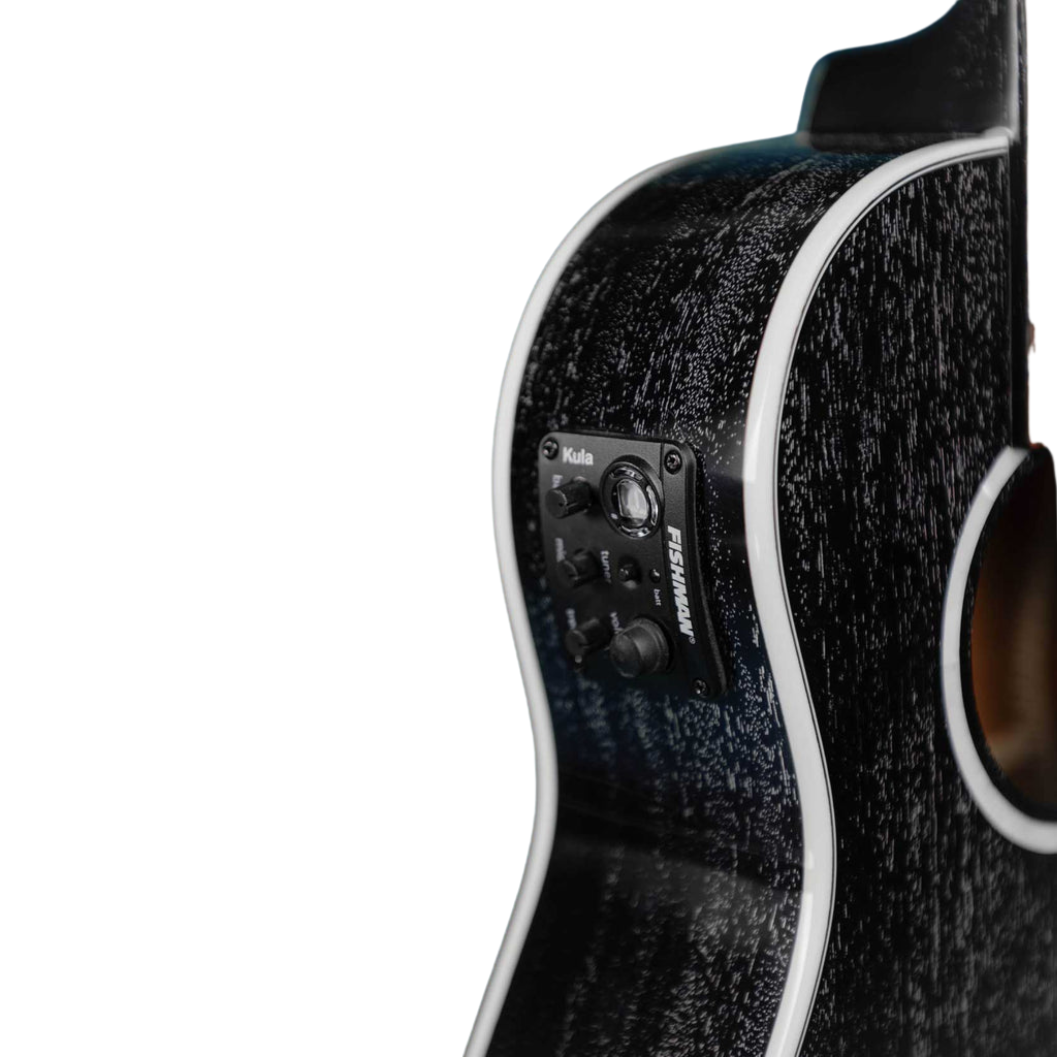 Kala KA-SDH-BE baritone ukulele with Salt &amp; Pepper Doghair gloss finish and built-in Fishman EQ.