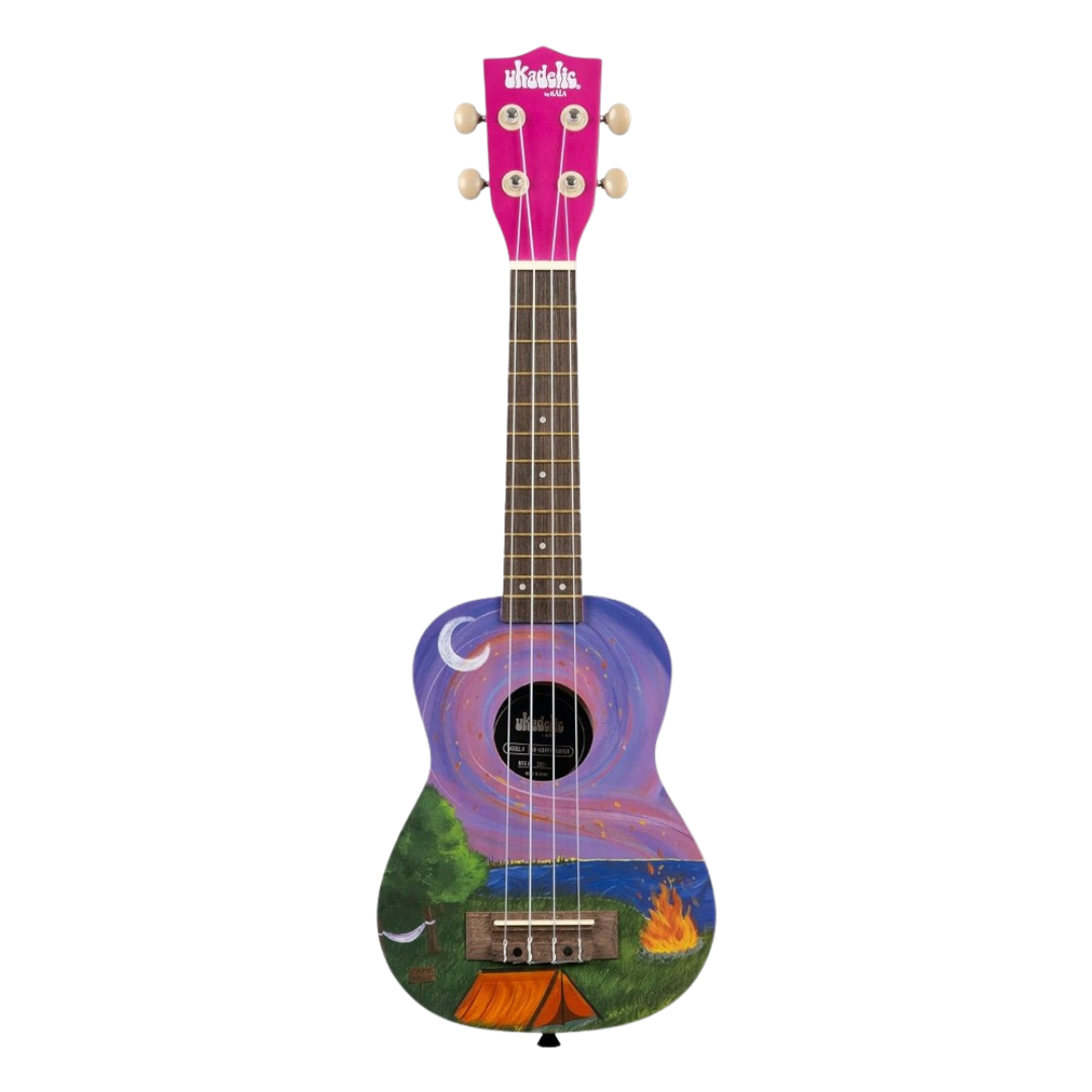 NUKHAPPY CAMPER Kala Ukadelic Happy Camper Soprano Ukulele Camping Art Ukulele Australia