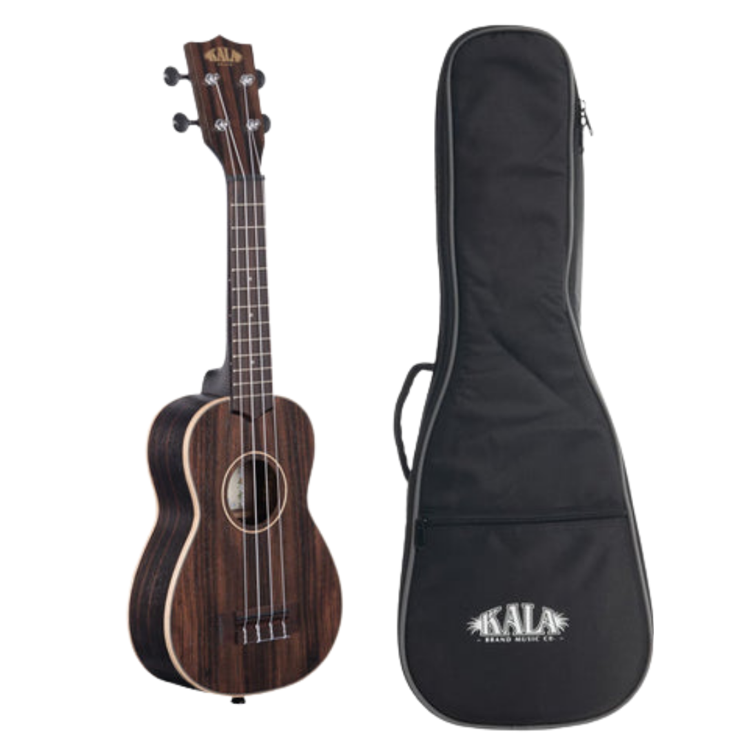Kala KA-EBY-S Striped Ebony Soprano Ukulele with Gigbag