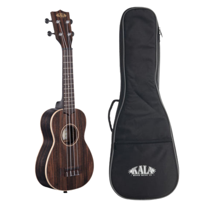Kala KA-EBY-S Striped Ebony Soprano Ukulele with Gigbag
