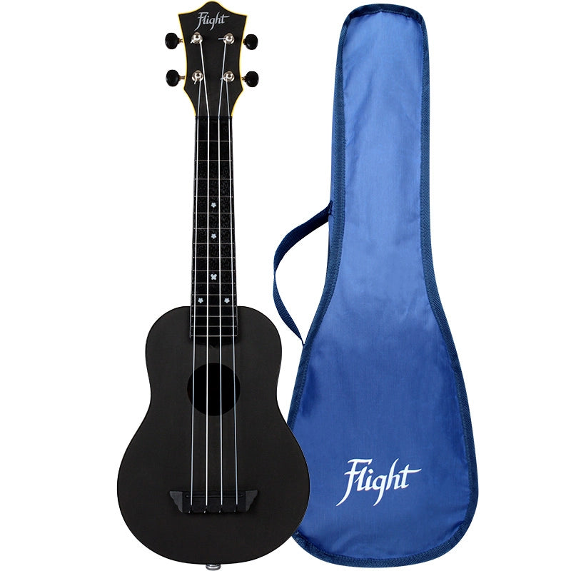 Flight TUS35E Electro-Acoustic Travel Soprano Ukulele Black TUS35EBK Durable ABS Ukulele with Pickup
