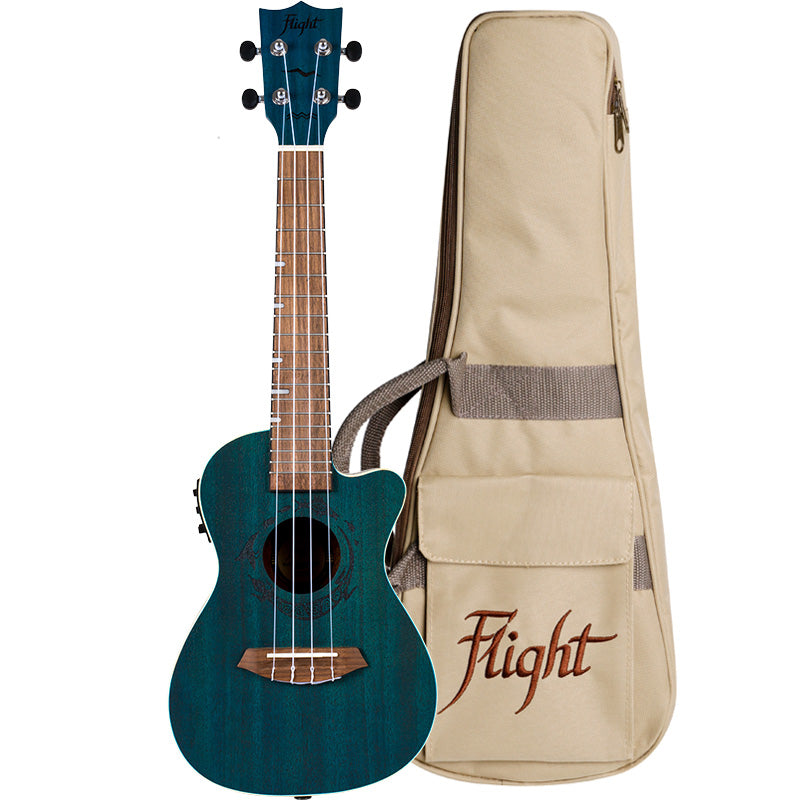 The color of the sea and the color of your soul. Flight DUC380 CEQ Topaz Electro-Acoustic Concert Ukulele with Gigbag and Free Shipping