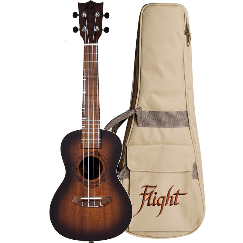 Colors forged from the beginnings of time. Flight DUC380 Amber Concert Ukulele with Free gigbag and Free Shipping.
