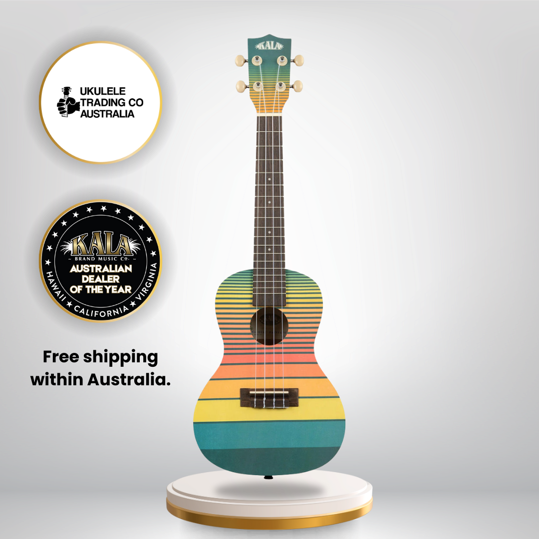 Kala Surf Dawn Patrol Concert Ukulele with gigbag – retro surfboard design, Aquila strings