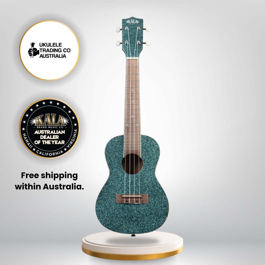 kala ka-sprk-aqua sparkle series aqua blue concert ukulele with gigbag