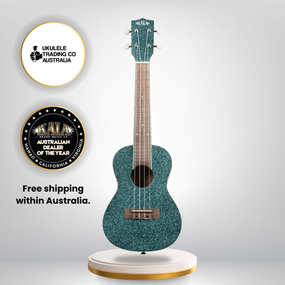 kala ka-sprk-aqua sparkle series aqua blue concert ukulele with gigbag