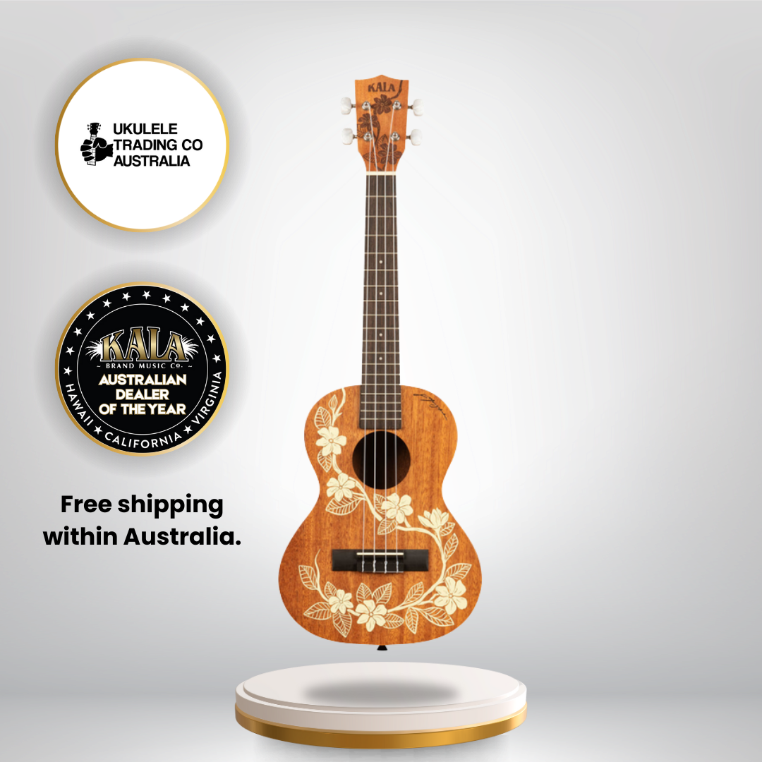Kala Gardenia Mahogany Tenor Ukulele KA-GARDENIA-T – Voyage Collection with Hawaiian-inspired Gardenia artwork, mahogany body, Aquila strings – Australia
