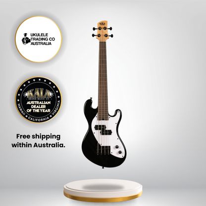 Jet black fretless Kala U•BASS solid body electric bass