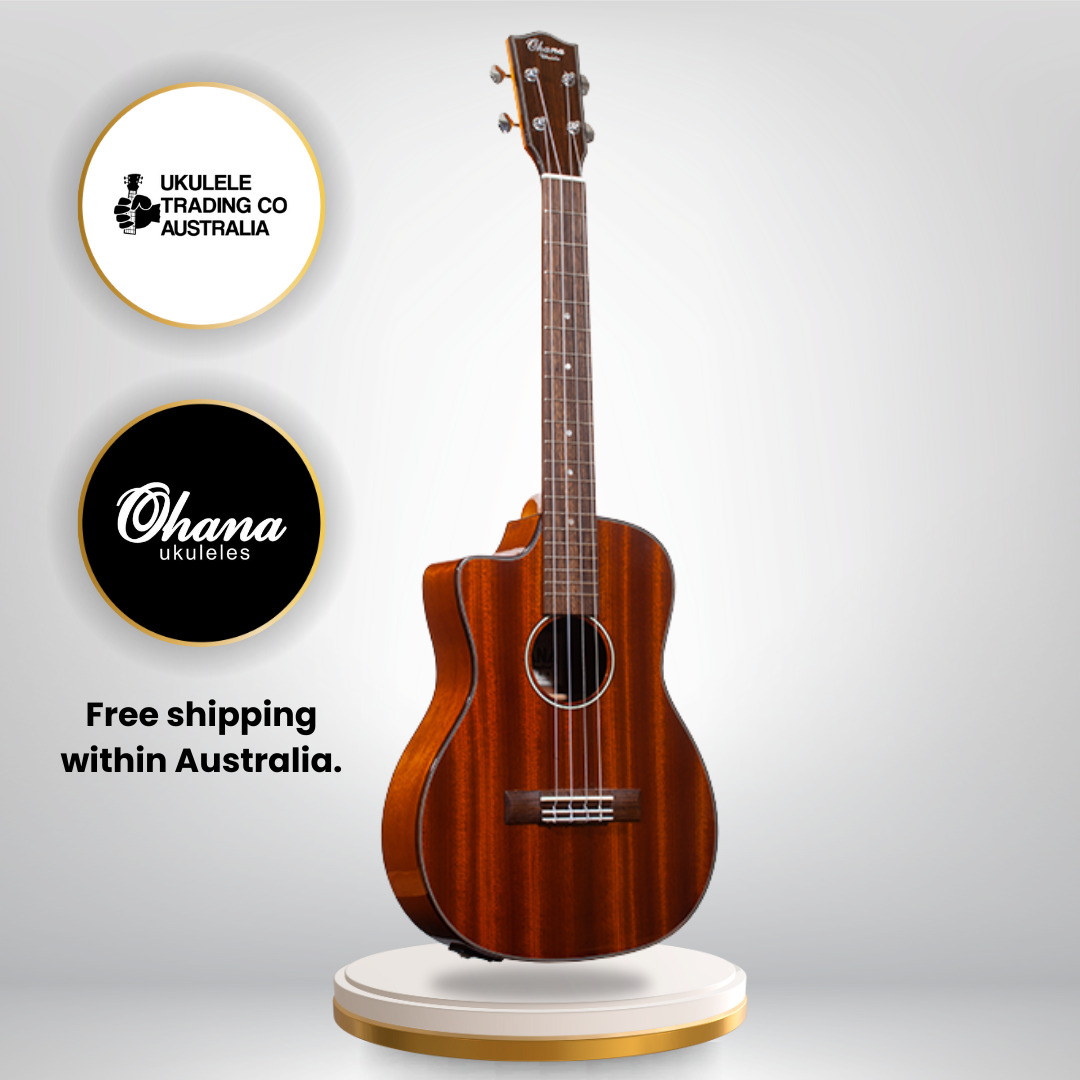 Ohana BK-35GCE-LH – All-Solid Mahogany Left-Handed Electric Baritone Ukulele