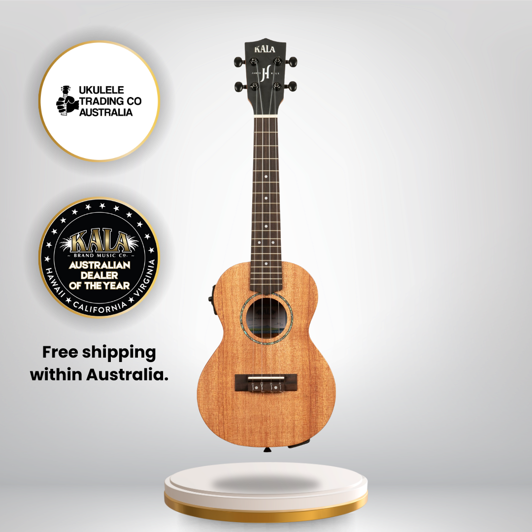 KA-JH-AMHG-C-E Kala James Hill All Solid Mahogany Concert Ukulele with Active EQ – Professional Acoustic-Electric Concert Uke for Teachers & Performers