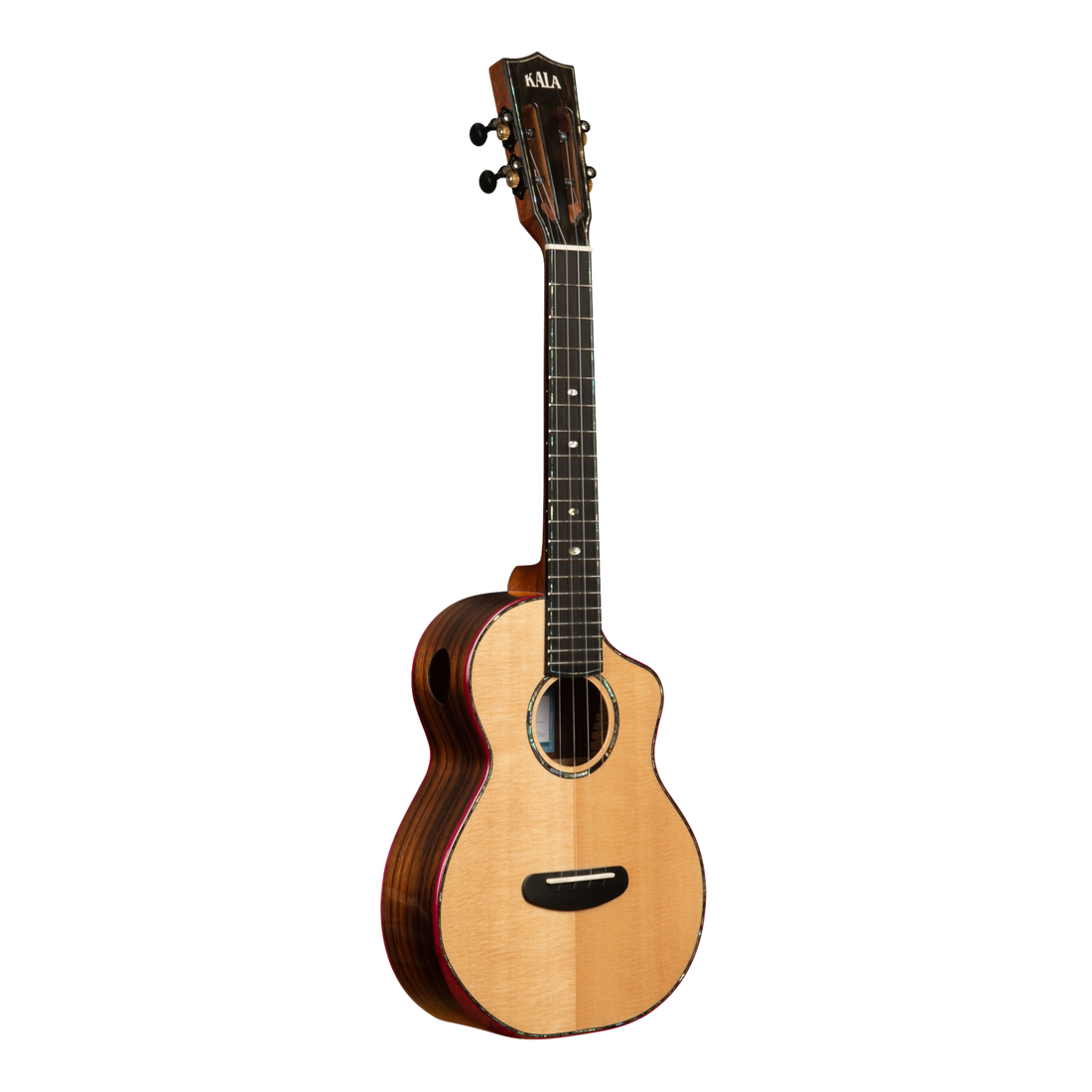 Kala Contour Deluxe Tenor Ukulele – Solid Spruce &amp; Rosewood with Cutaway + Bag - KA-CTD-SSRW-TG-C