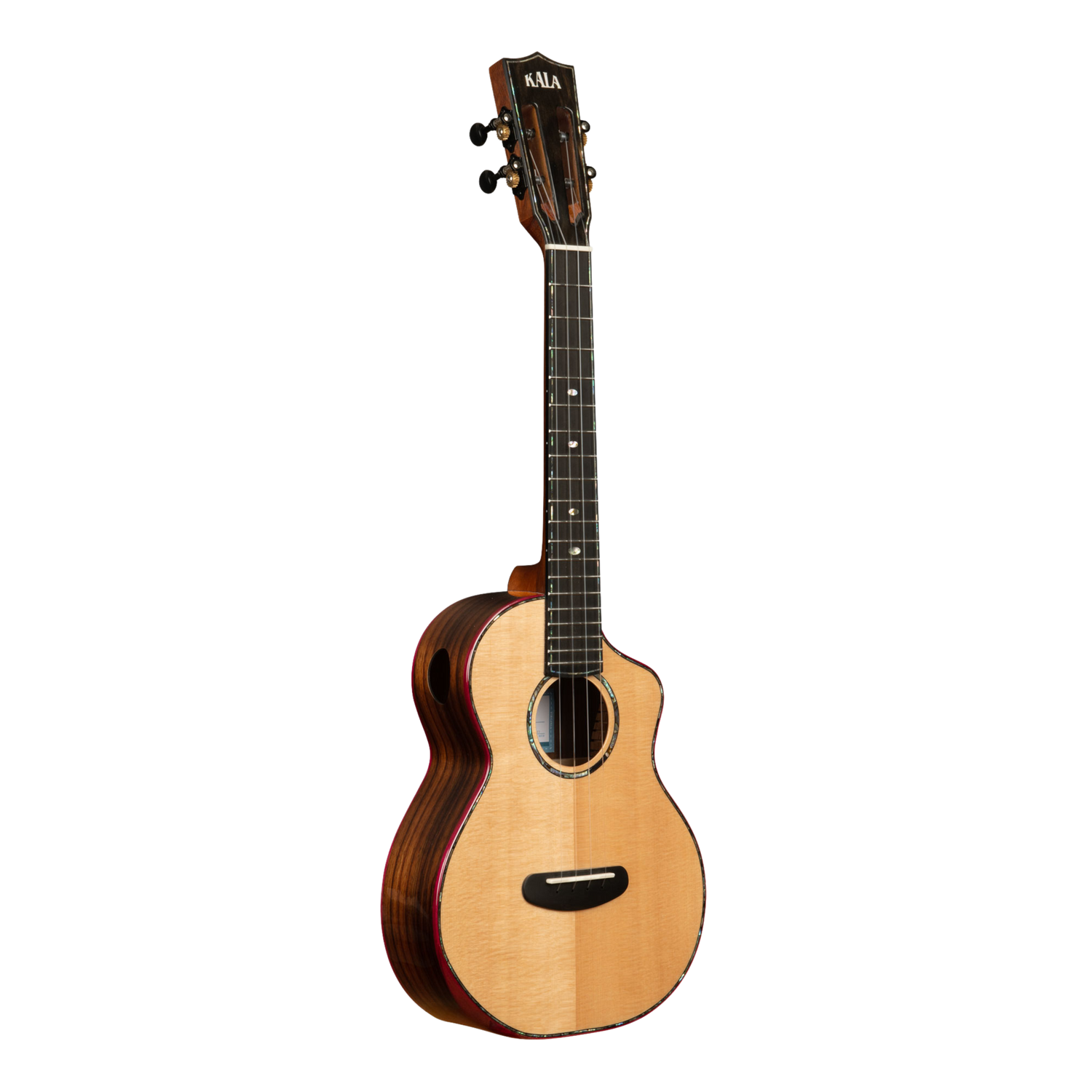Kala Contour Deluxe Tenor Ukulele – Solid Spruce &amp; Rosewood with Cutaway + Bag - KA-CTD-SSRW-TG-C