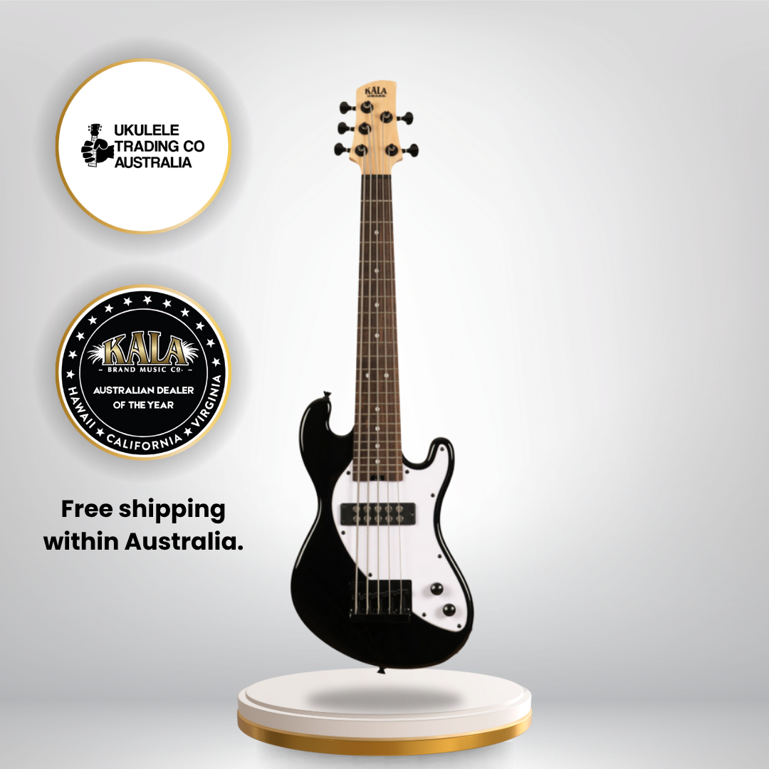 Kala UBASS-SB5-BK-FS Solid Body 5-String Jet Black Fretted U•BASS®