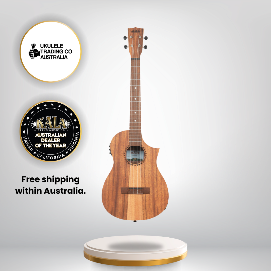 Teak tri-top baritone ukulele with cutaway and EQ