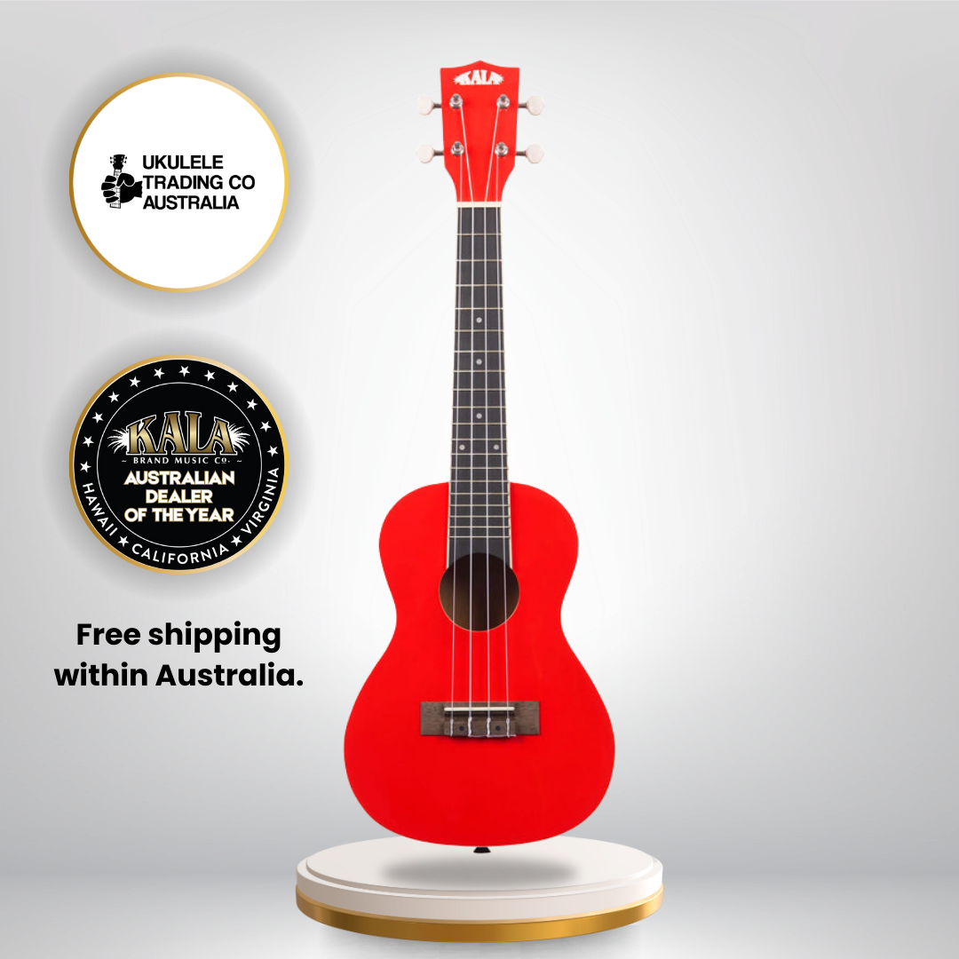 Candy Apple Red Kala Concert Ukulele – beginner-friendly ukulele with bright tone and high gloss finish