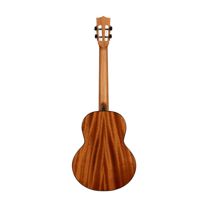 Kala KA-CT-SMH-BG Contour All Solid Gloss Mahogany Baritone Ukulele with Bag, showcasing elegant craftsmanship and deep mahogany tones.