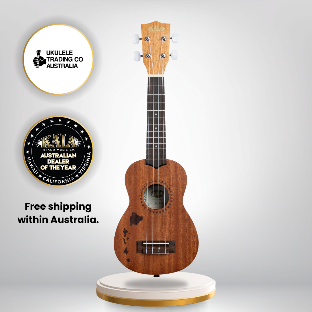 kala ka-15s-h1 satin mahogany soprano ukulele hawaiian islands design