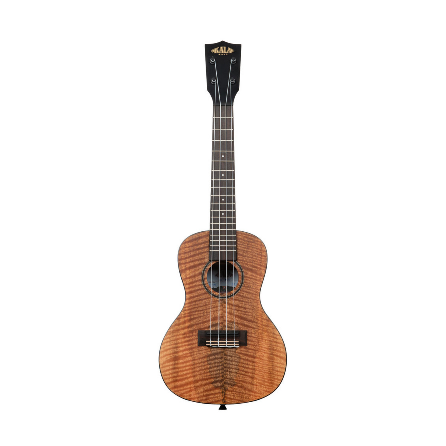 Kala KA-CM-C Curly Mango Concert Ukulele, featuring stunning curly mango wood for vibrant tones and a smooth playing experience.