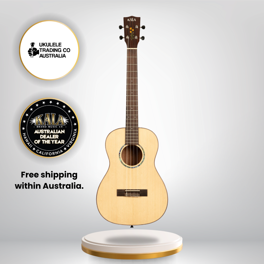 Kala 20th Anniversary Solid Spruce Quilted Sapele Baritone Ukulele