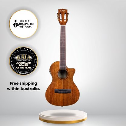 Gloss koa tenor ukulele with cutaway and electronics