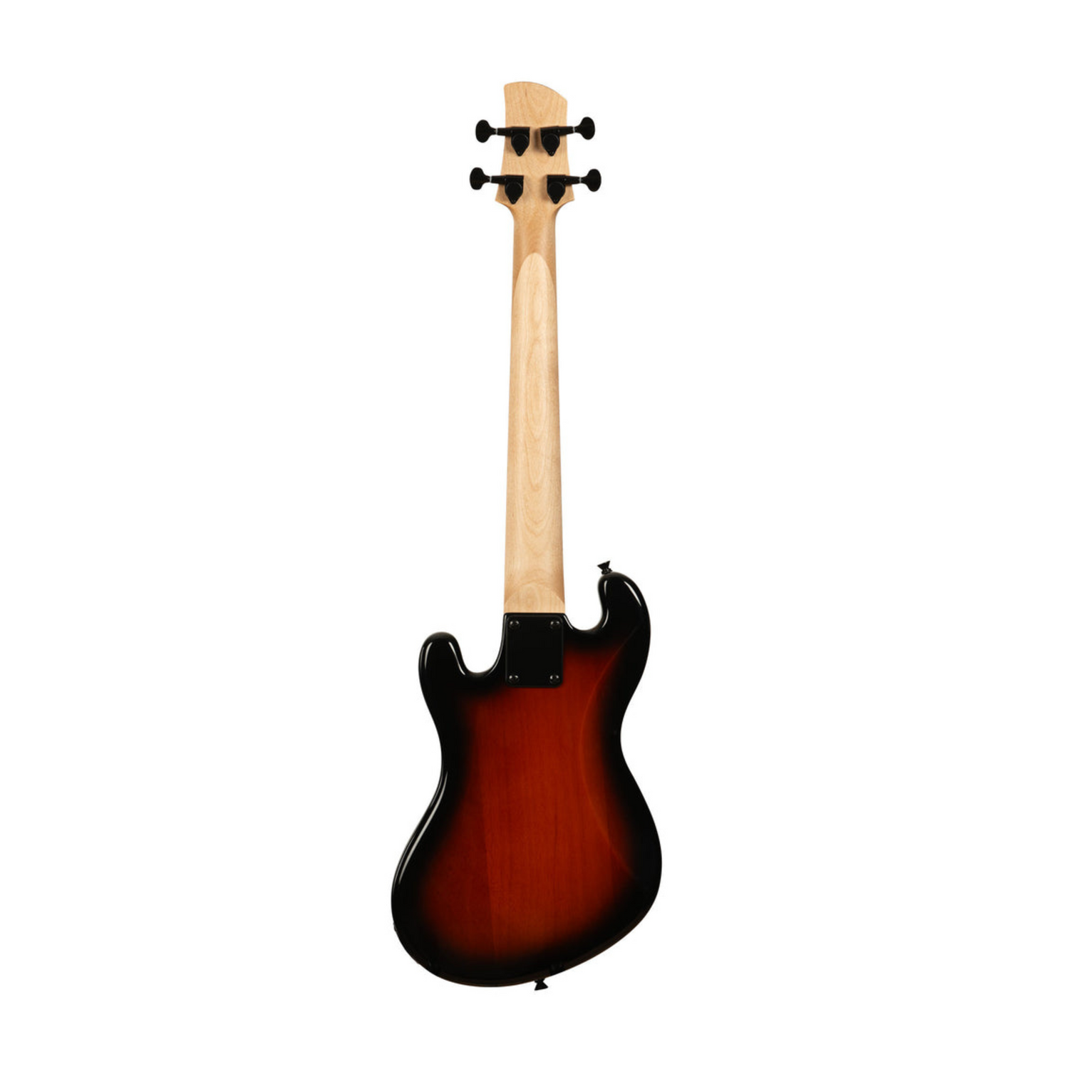 Kala UBASS-SB-TB-FL Solid Body 4-String Sunburst Fretless U•BASS®, showcasing a vibrant sunburst finish and fretless design for smooth, rich bass tones and seamless playability.