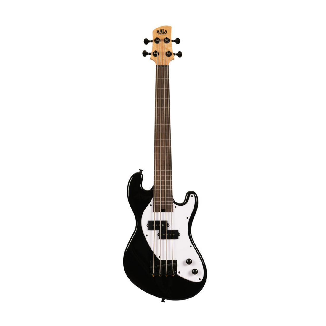 Kala UBASS-SB-BK-FL Solid Body 4-String Jet Black Fretless U•BASS®, delivering rich sound with a sleek, modern design.