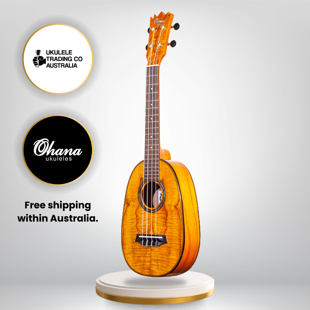 Pineapple PKC-150SMO Spalted Mango Concert Ukulele with glossy finish and abalone inlays.