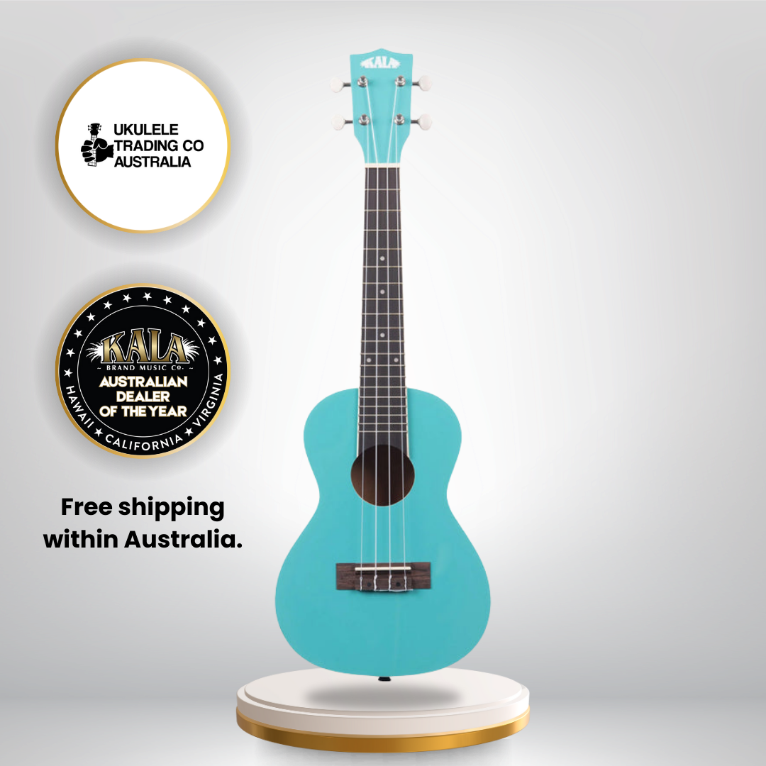 Kala KA-CANDY-BLU Cotton Candy Blue Concert Ukulele with high gloss finish and Aquila strings