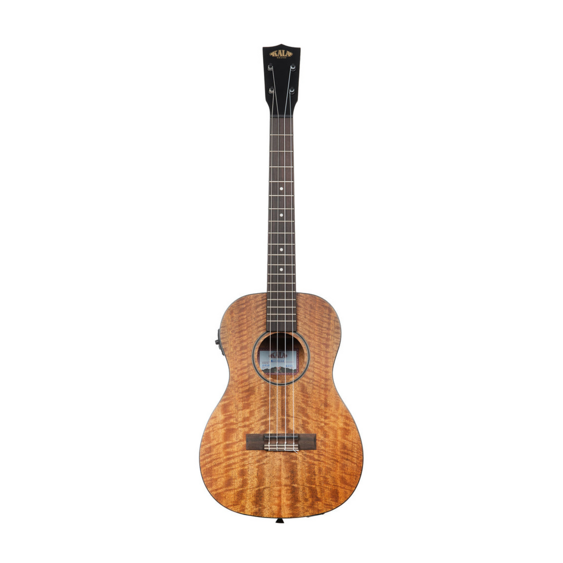 Kala KA-CM-BE Curly Mango Baritone Ukulele with EQ. Beautiful sound and design for rich, resonant tones.