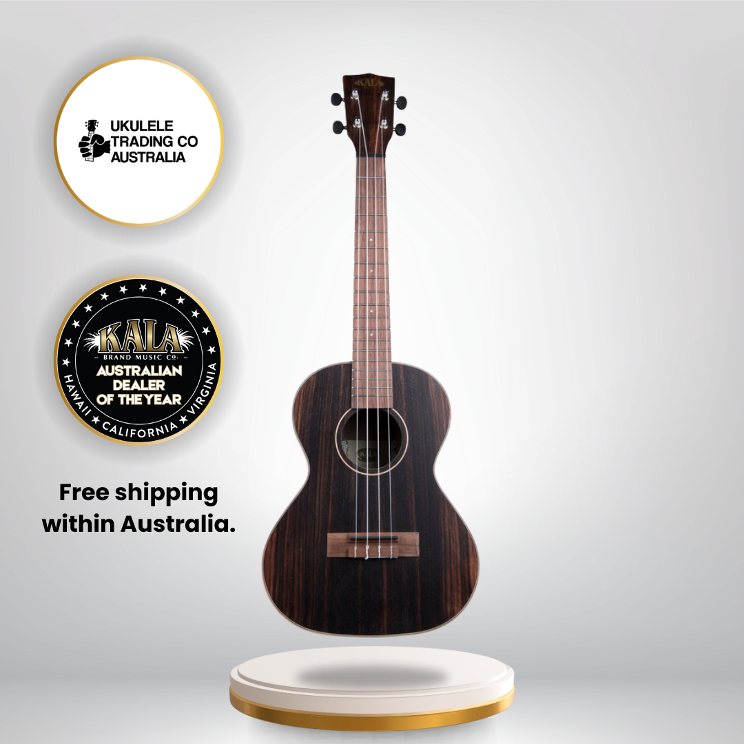 Kala KA-EBY-T Tenor Ukulele – Striped Ebony Body with Maple Binding