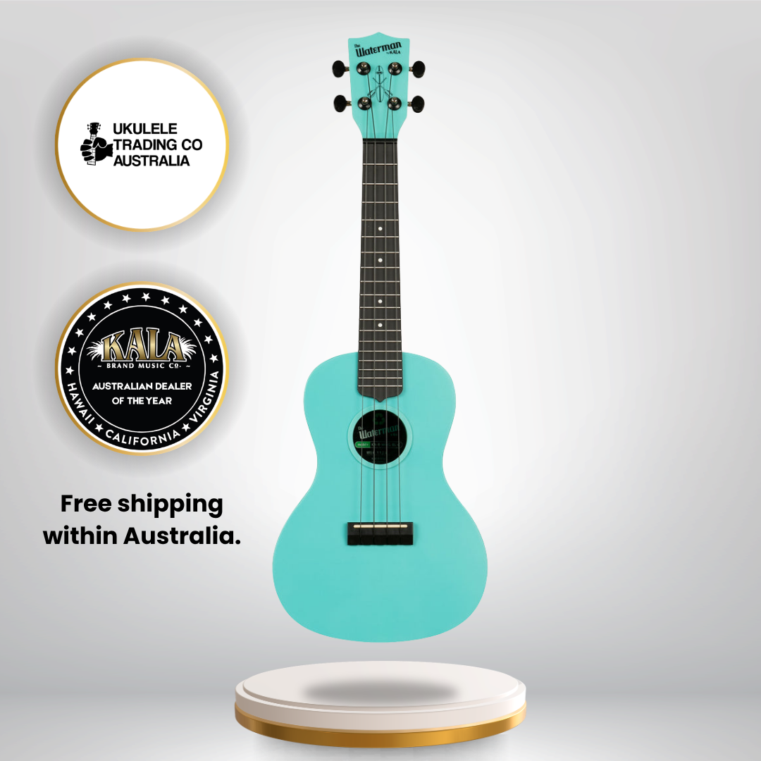KA-R-WMG-BL-C Aqua Mist Glow-In-The-Dark Concert Recycled Waterman Ukulele