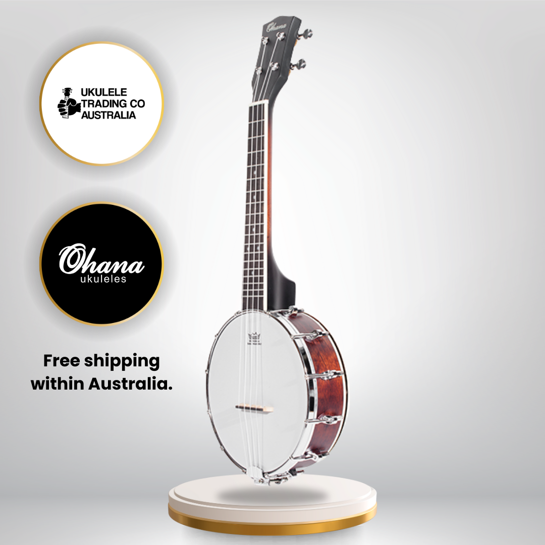 Ohana CK-120BUC Closed Back Banjolele with Maple body and Remo WeatherKing head