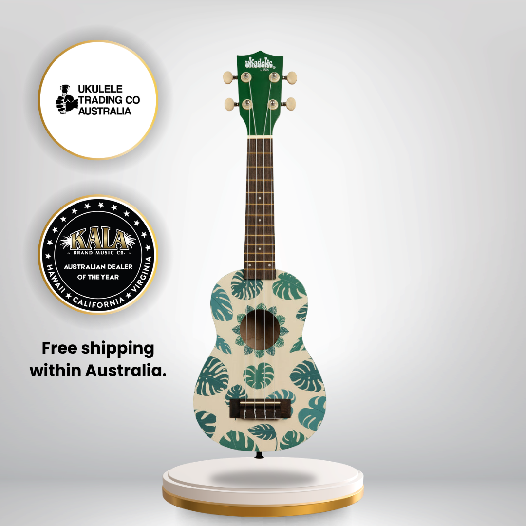 NUK-MONSTERA Kala Ukadelic Monstera Soprano Ukulele Tropical Plant Art Ukulele Australia