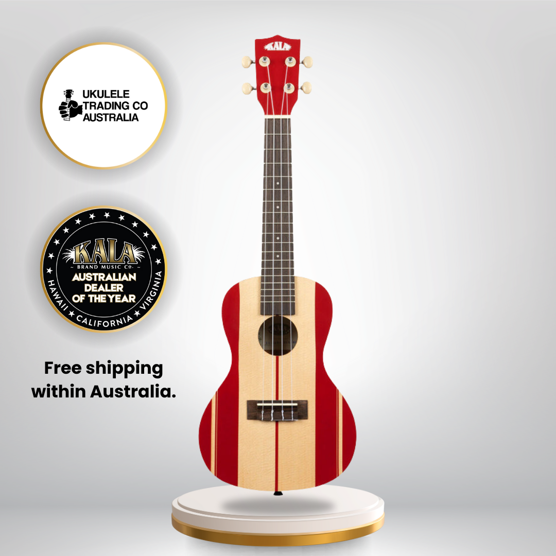 Kala Surf’s Up Concert Ukulele with retro surf design and gigbag