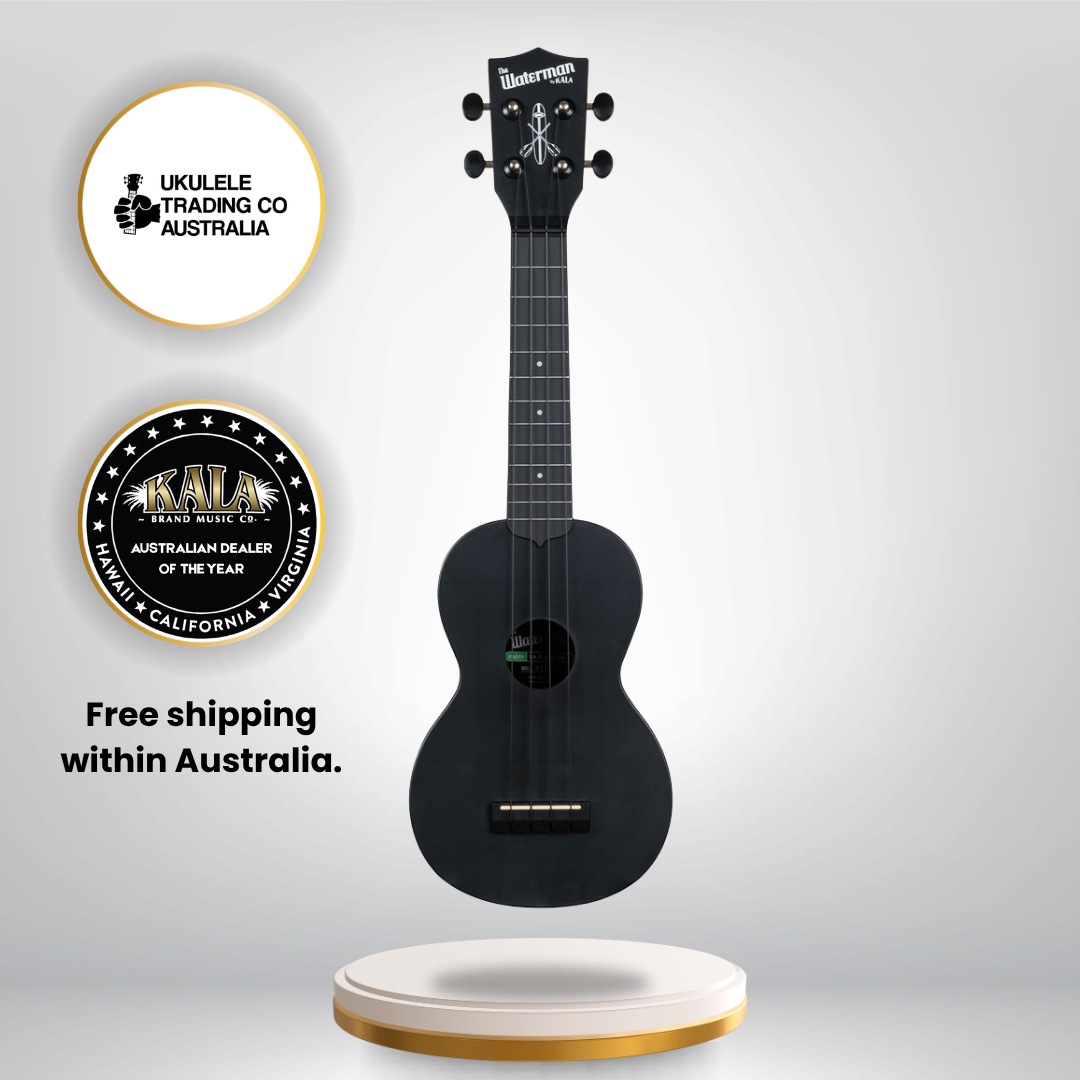 KA-R-WMS-BK-S Kala Black Sand Soprano Recycled Waterman Ukulele Australia