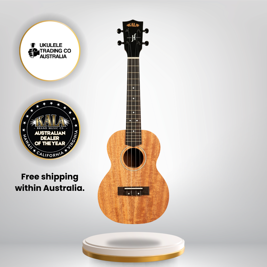 Kala James Hill Solid Top Mahogany Concert Ukulele KA-JH-MHG-C with deluxe gig bag.