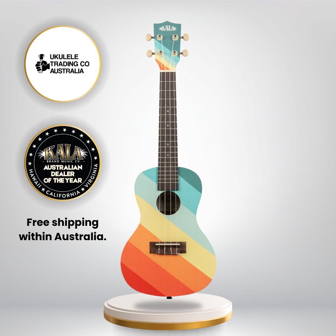 Kala Surf Far Out Concert Ukulele w/ Gig Bag – Retro Surf Style Meets Classic Ukulele Sound