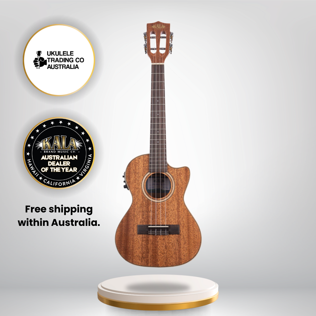 Kala KA-SMH-TG-CE solid mahogany tenor ukulele gloss finish cutaway with Fishman Kula EQ.