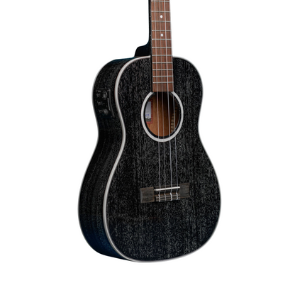 Kala KA-SDH-BE baritone ukulele with Salt &amp; Pepper Doghair gloss finish and built-in Fishman EQ.