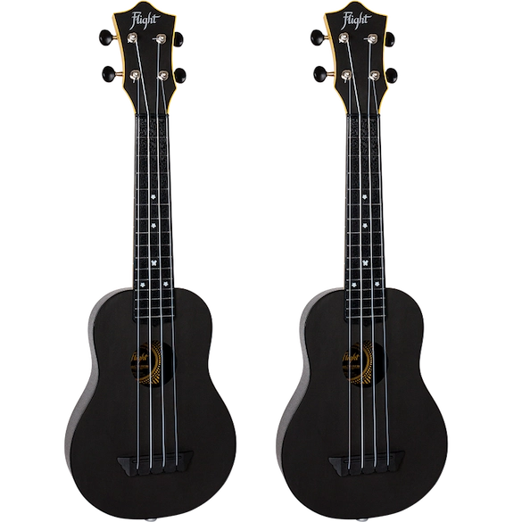 Flight TUS35E Electro-Acoustic Travel Soprano Ukulele Black TUS35EBK Durable ABS Ukulele with Pickup