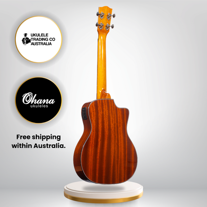 Ohana BK-35GCE-LH – All-Solid Mahogany Left-Handed Baritone Ukulele