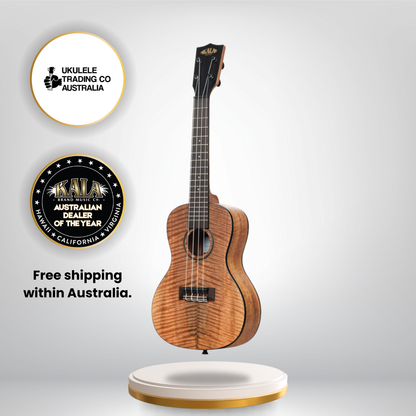 Kala KA-CM-C Curly Mango Concert Ukulele – front view showcasing curly mango wood