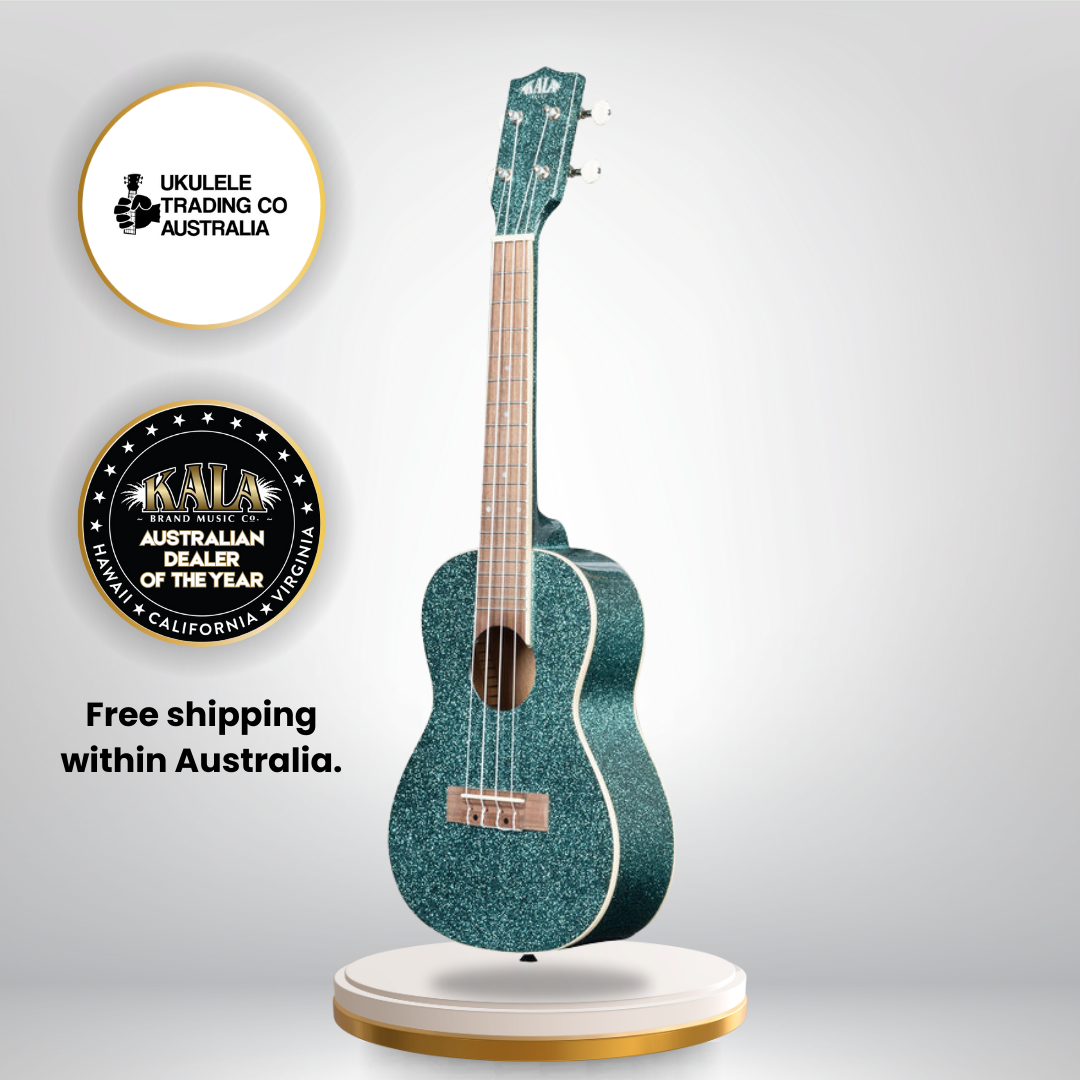 kala ka-sprk-aqua sparkle series aqua blue concert ukulele with gigbag