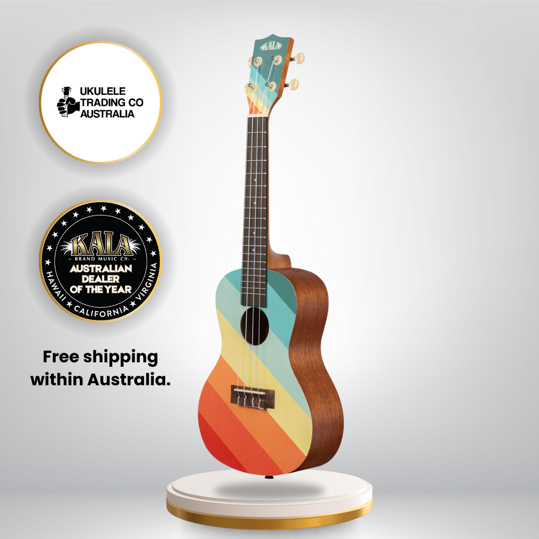 Kala Surf Far Out Concert Ukulele w/ Gig Bag – Retro Surf Style Meets Classic Ukulele Sound