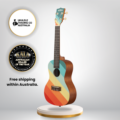 Kala Surf Far Out Concert Ukulele w/ Gig Bag – Retro Surf Style Meets Classic Ukulele Sound