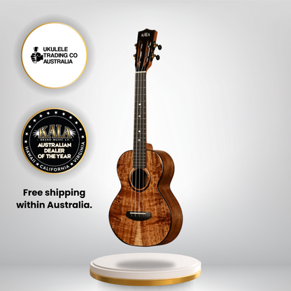 Kala KA-CT-SA-TG Contour All Solid Gloss Acacia Tenor Ukulele with slotted headstock and deluxe gig bag