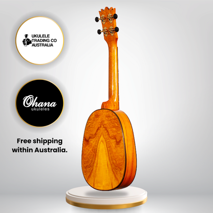 Pineapple PKC-150SMO Spalted Mango Concert Ukulele with glossy finish and abalone inlays.