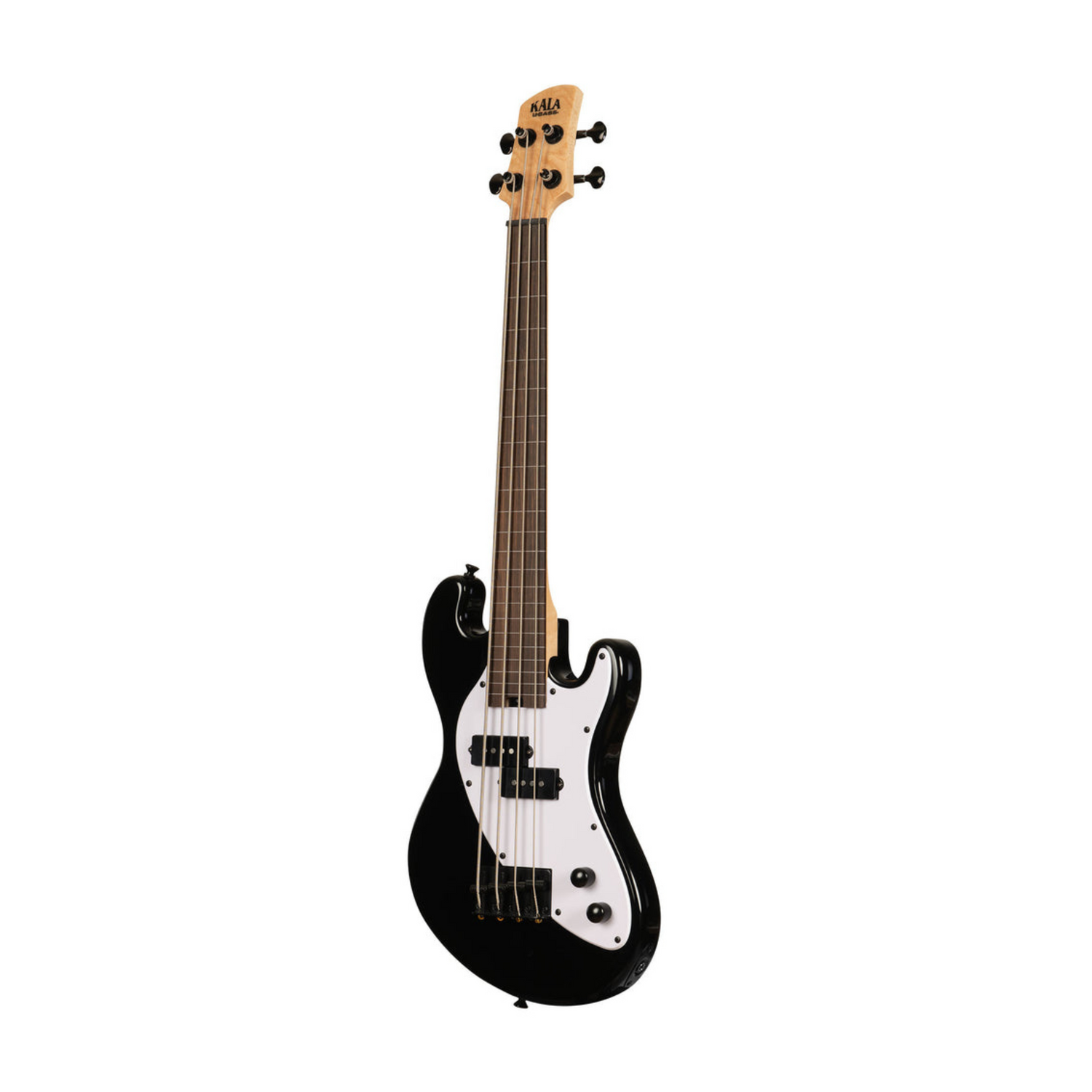 Kala UBASS-SB-BK-FL Solid Body 4-String Jet Black Fretless U•BASS®, delivering rich sound with a sleek, modern design.