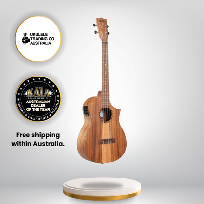Teak tri-top baritone ukulele with cutaway and EQ