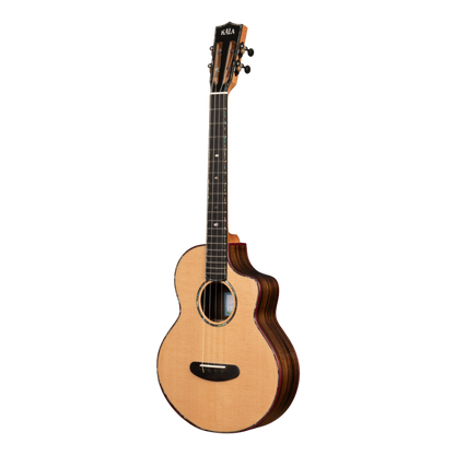 Kala Contour Deluxe Baritone Ukulele with solid Spruce top, Rosewood body, cutaway design, and gig bag.